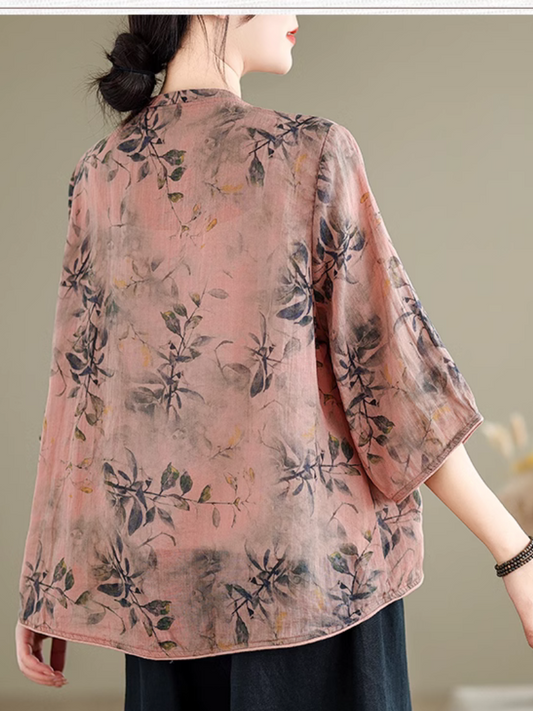 Women's classic shirt collar and trendy five-point sleeves