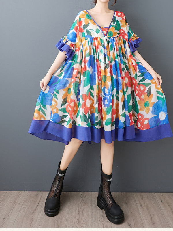 Summer Floral Midi Dress for Women