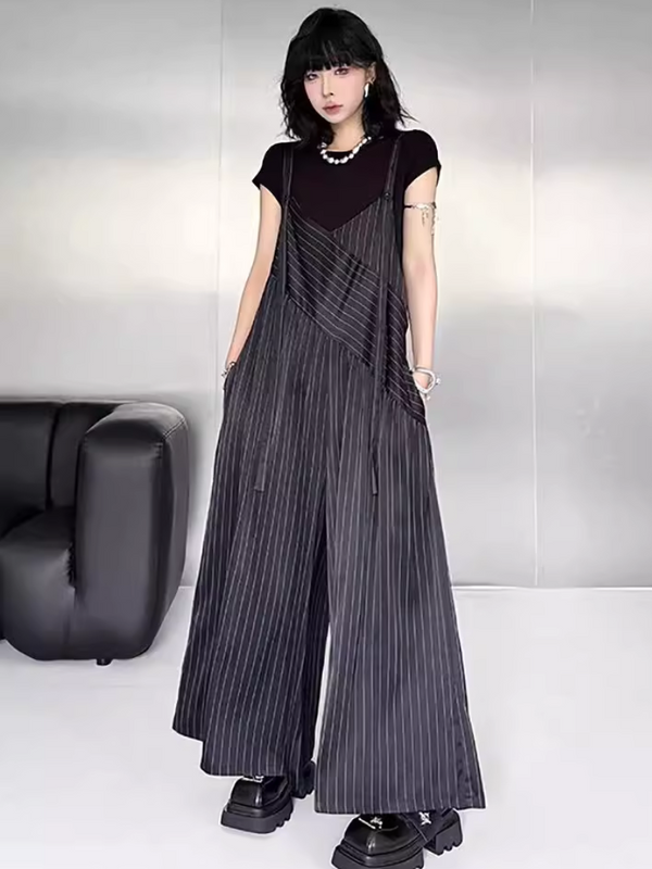 Women's Black Loose Dungaree