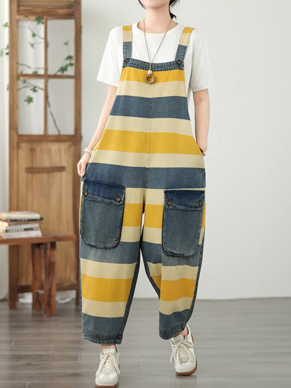 Women's Yellow Loose Dungaree