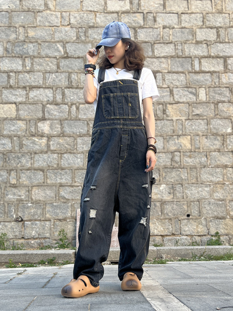 Women's Black Jeans Dungaree