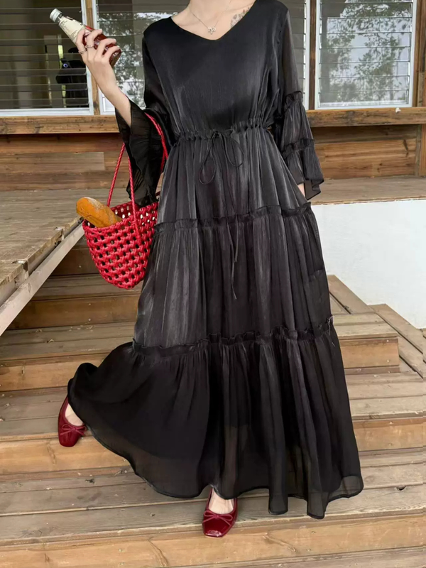 Romantic Evenings and Brunches Maxi Dress — Flowy Chiffon, Effortless Elegance