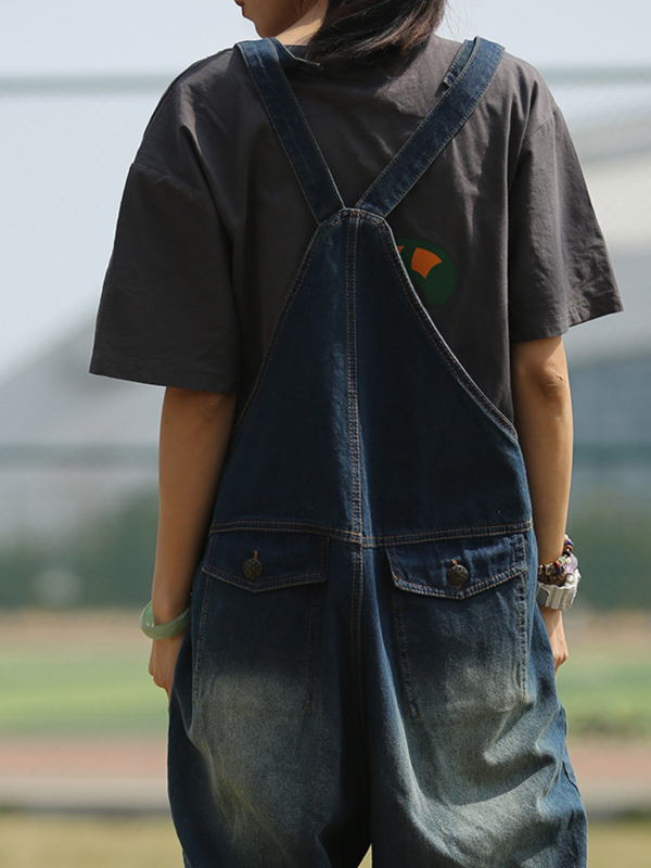 Women's Blue Loose Dungaree