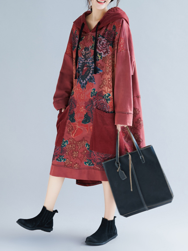 Women's plus size printed Hooded