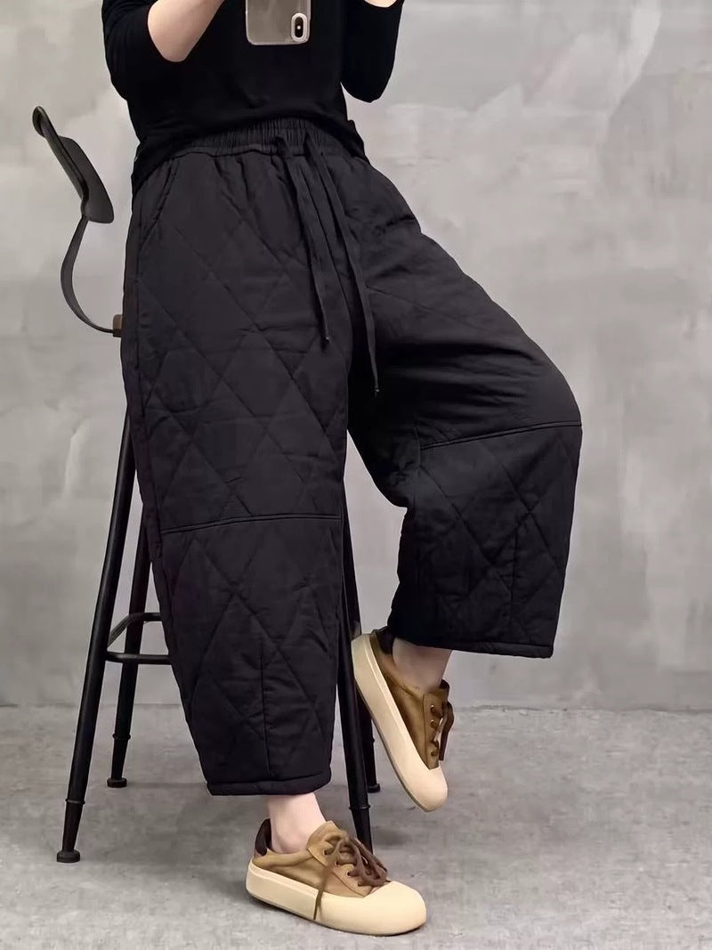 Diamond Styish Pants for Women | Warm Loose Wide-Leg Cotton Pants