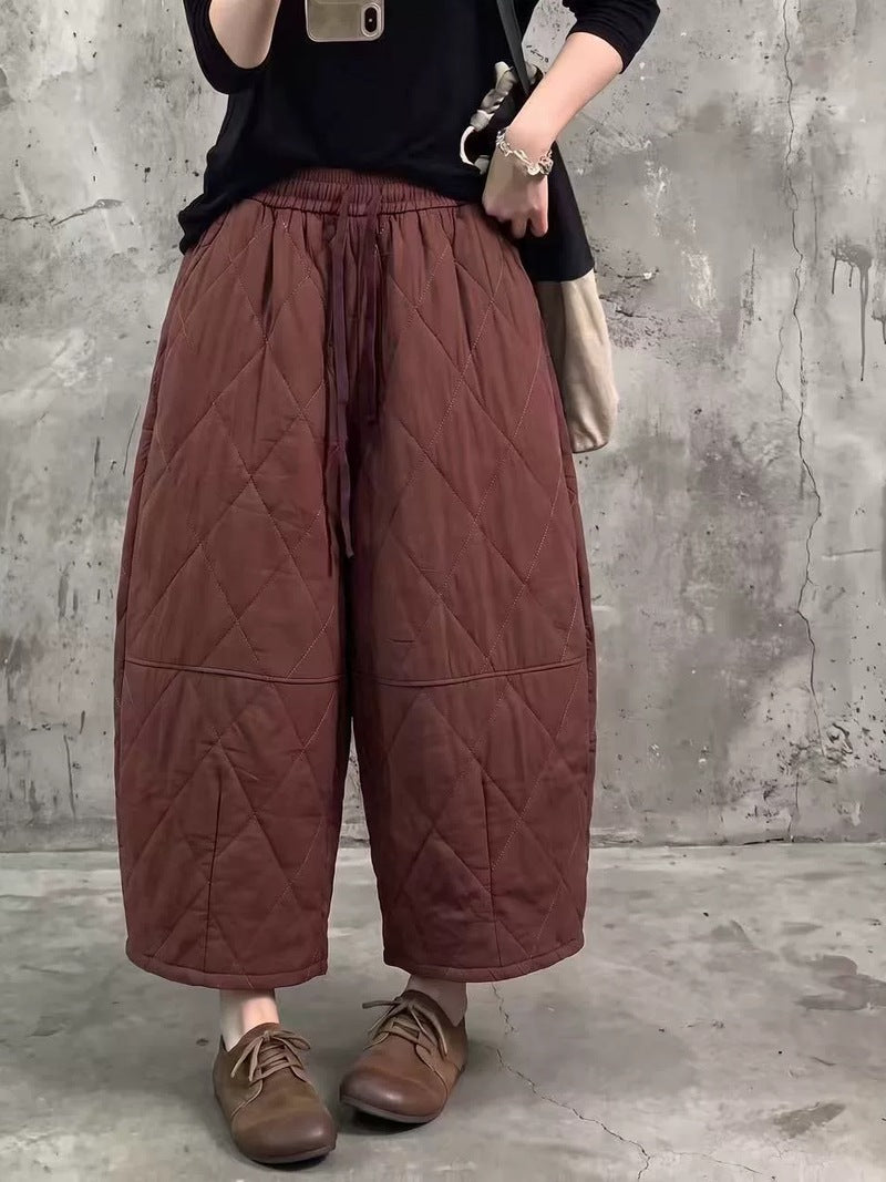Diamond Styish Pants for Women | Warm Loose Wide-Leg Cotton Pants
