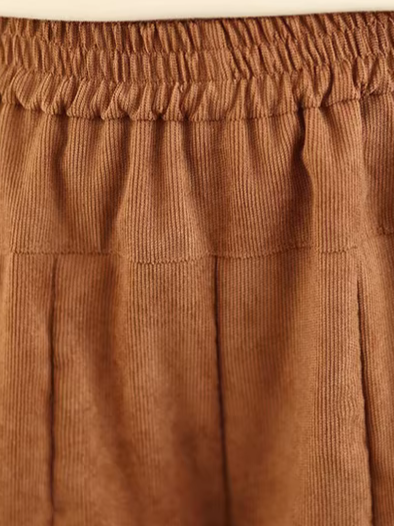 Chic Relaxed Corduroy Wide-Leg Pants with Pockets and Elastic Waist