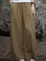 Women's wearing brown wide-leg pants 
