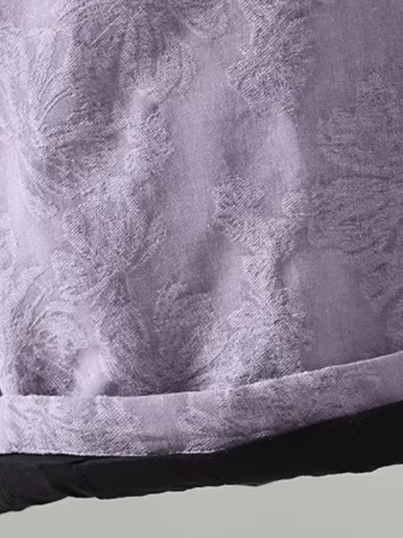 Textured Jacquard Cotton Relaxed Wide-Leg Women's Pants with Drawstring Waist