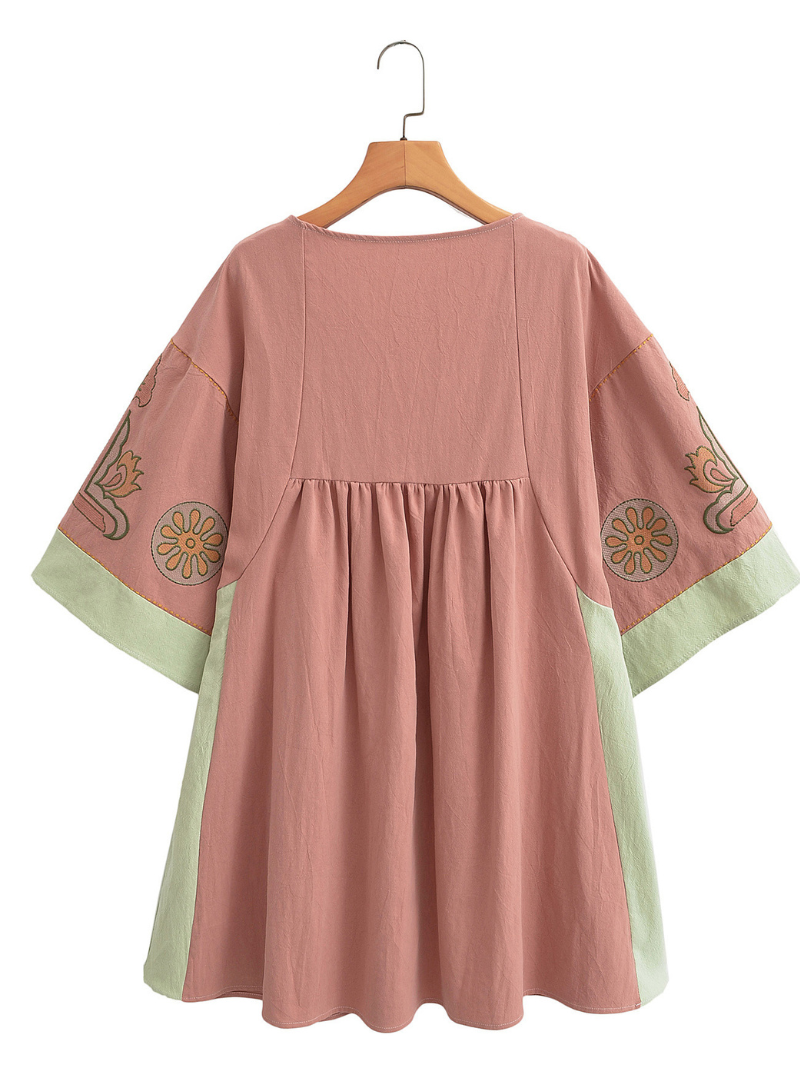 Robe kimono brodée à col décontractée en V Custo