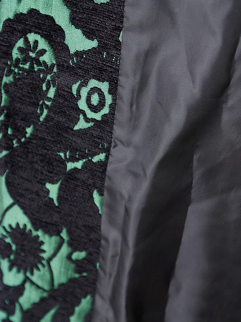 Artisanal Jacquard Flocking Overcoat with Mandarin Collar and Frog Closures