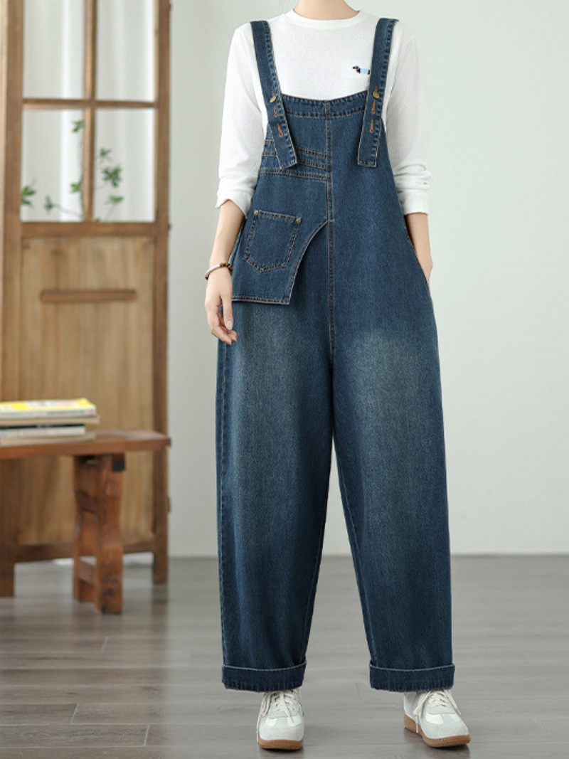 women's blue dungarees