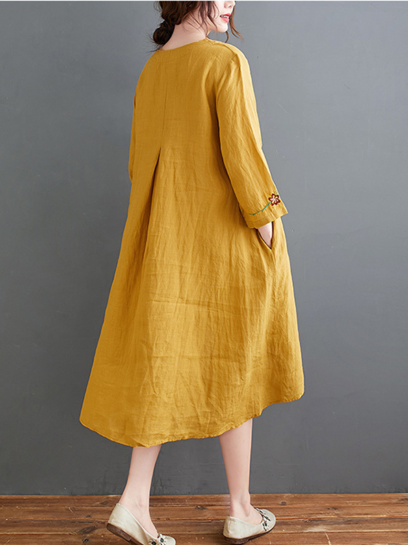 Embroidered Sleeves Women's A-Line dress