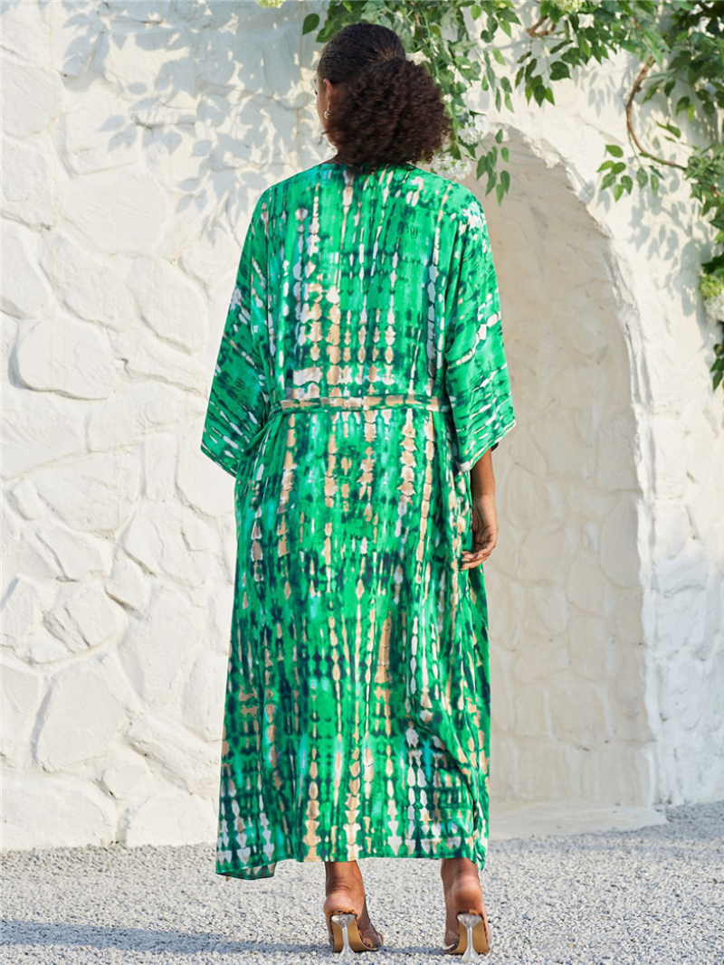 Coupage de plage à la rayonne pour femmes Robe Kimono Robe de ceinture imprimée
