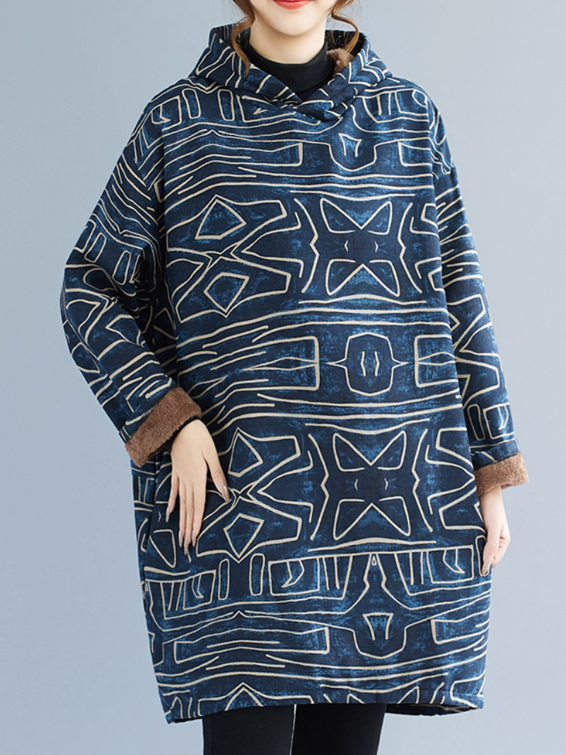 Artful Cotton Sweatshirt Dress with Cowl Neck and Plush Warmth