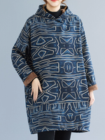Artful Cotton Sweatshirt Dress with Cowl Neck and Plush Warmth