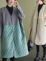 Velvet Diamond Quilted Cotton Coat for Women | Loose Winter Overcoat