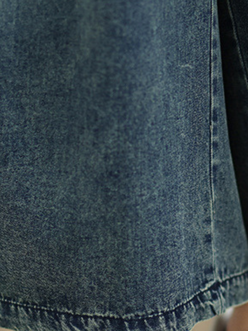 Artful Wide-Leg Denim Culottes in Soft Denim Cotton, Effortless Ease