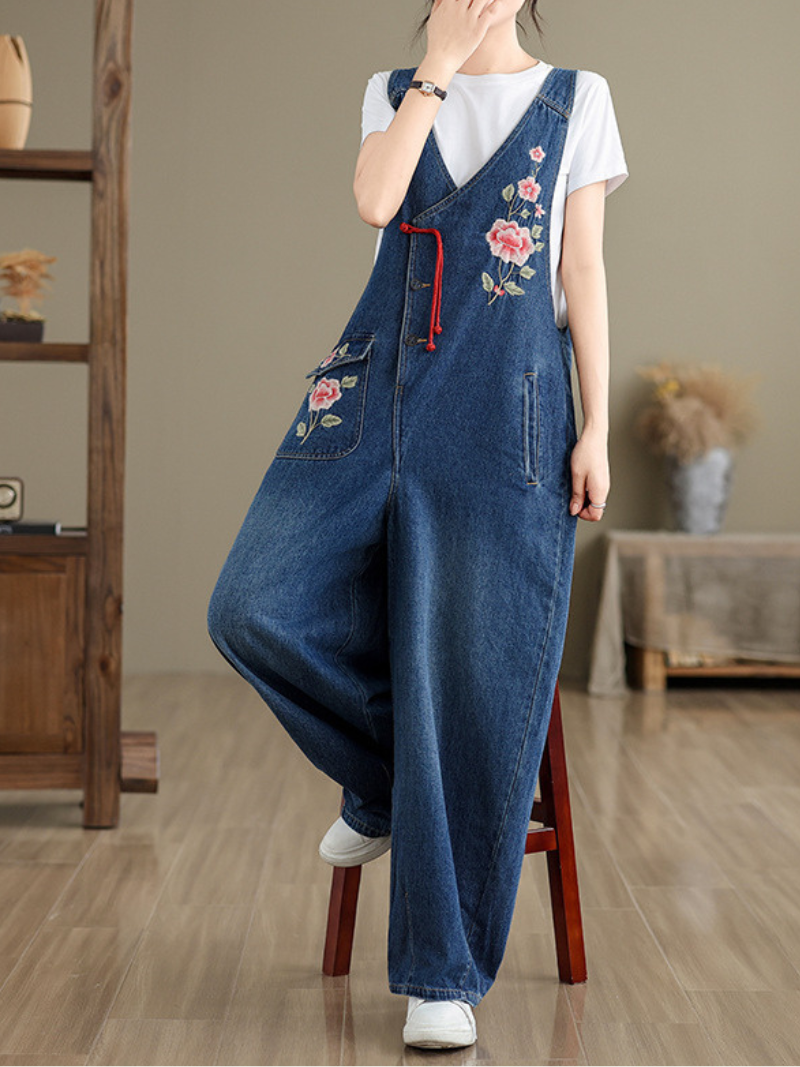 Salopettes à fleurs brodées élégantes pour femmes