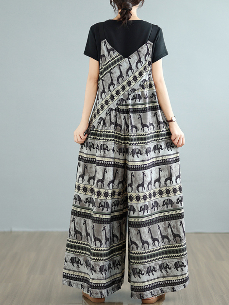 Trendy Printed Loose Overalls Jumpsuit for Women | Eva Trends
