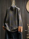 Women's Autumn and Winter Retro Half-Turtle Collar Printed Sweater