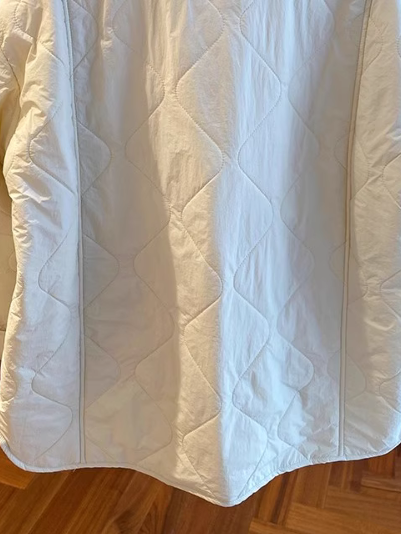 Chic Quilted Jacket, Embroidered Oversized Silhouette with Patch Pockets, Cotton-Poly