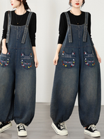 Easygoing Weekend Denim Overalls — Playful Embroidery, Forgiving Drape, All-Day Comfort