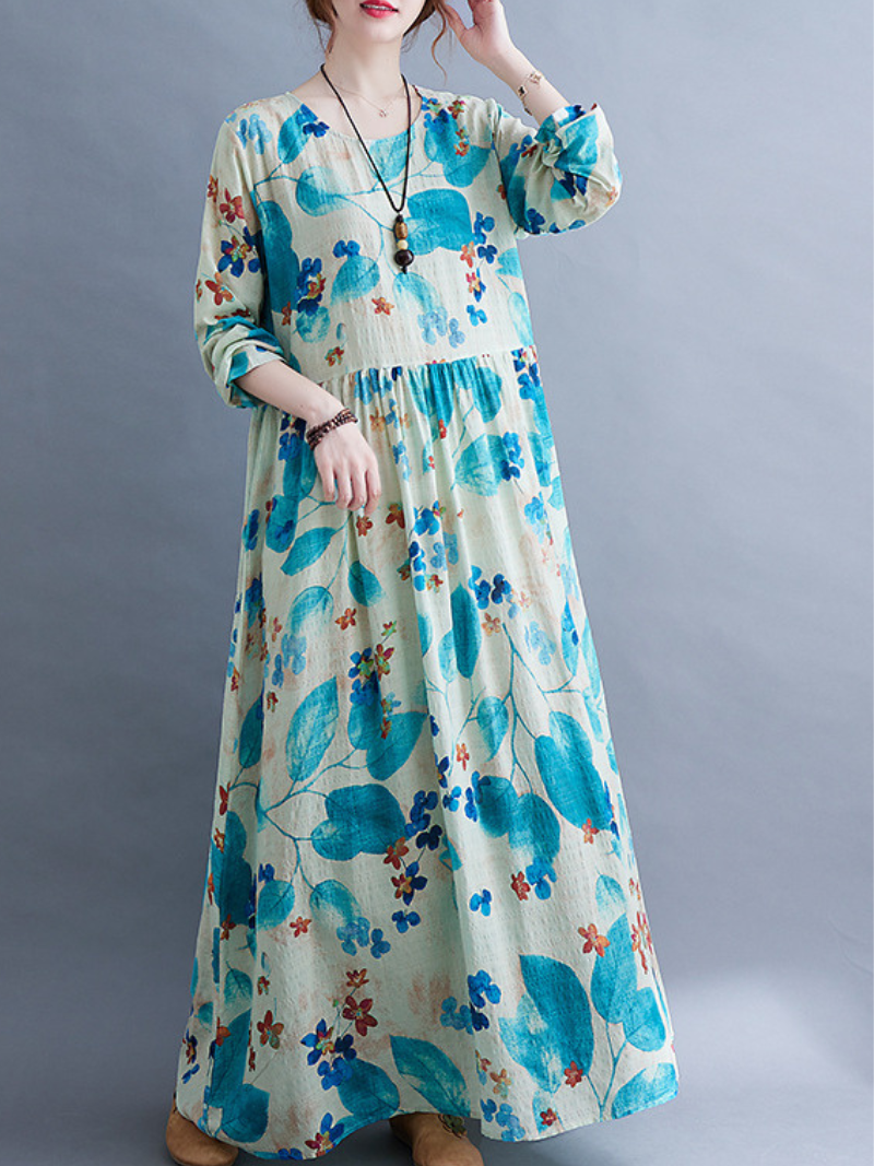 Sunlit Strolls Maxi Dress — Flowy Cotton-Linen, Effortlessly Flattering Everyday Elegance