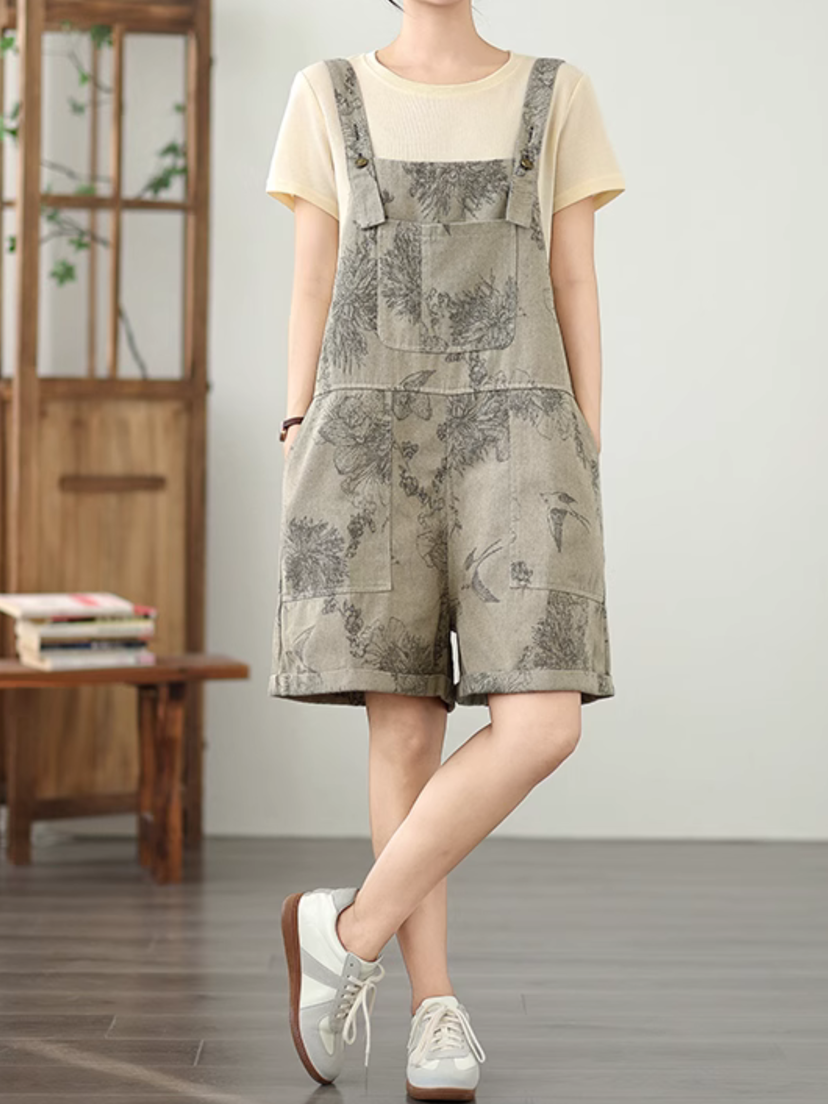 Women's Loose Grey  Dungaree