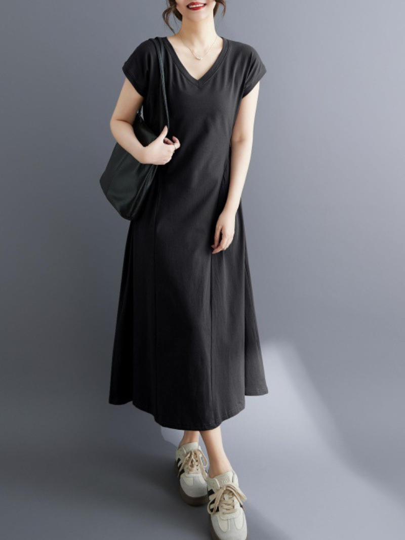 Everyday Confidence Midi Dress — Soft Cotton Blend, Beautifully Flattering Silhouett