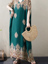 Women's Summer Comfort and Elegance Printed Long Kaftan Dress