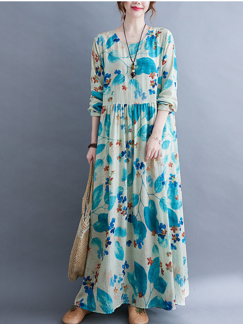 Sunlit Strolls Maxi Dress — Flowy Cotton-Linen, Effortlessly Flattering Everyday Elegance