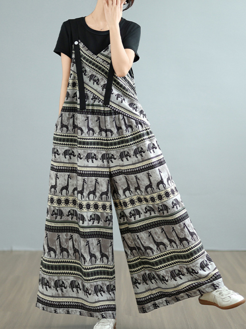 Trendy Printed Loose Overalls Jumpsuit for Women | Eva Trends
