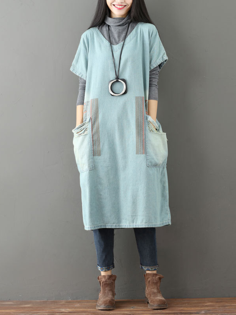 Women's Big Pocket Midi Dress