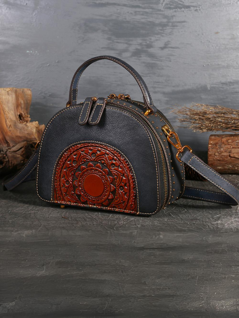 Elegant Leather Round Bag