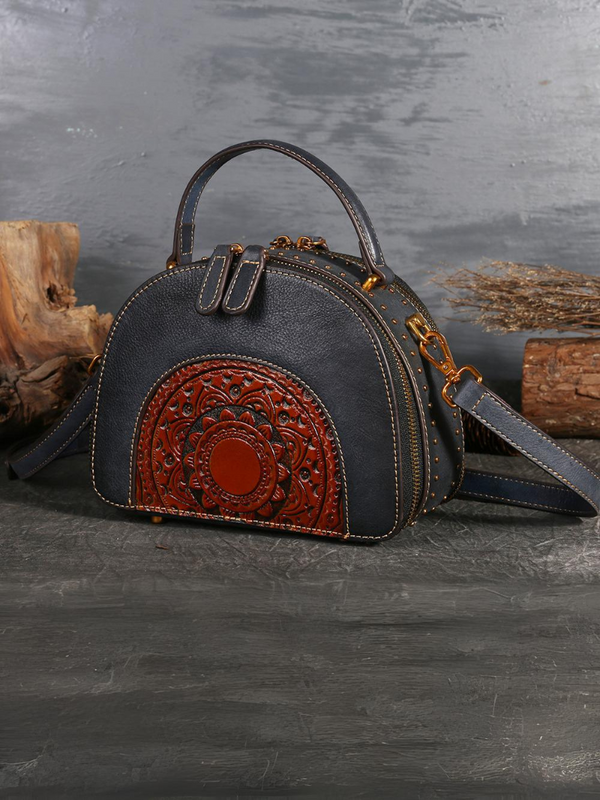 Elegant Leather Round Bag
