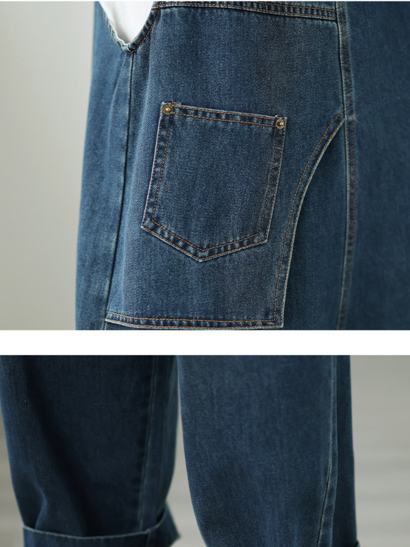 Relaxed Women's Wide-Leg Cotton Denim Overalls | Eva Trends