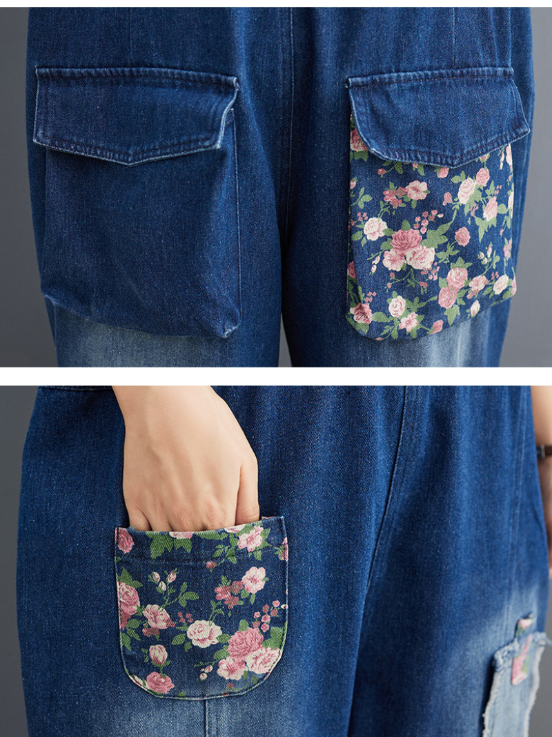 Salopettes brodées à la mode lâche des femmes