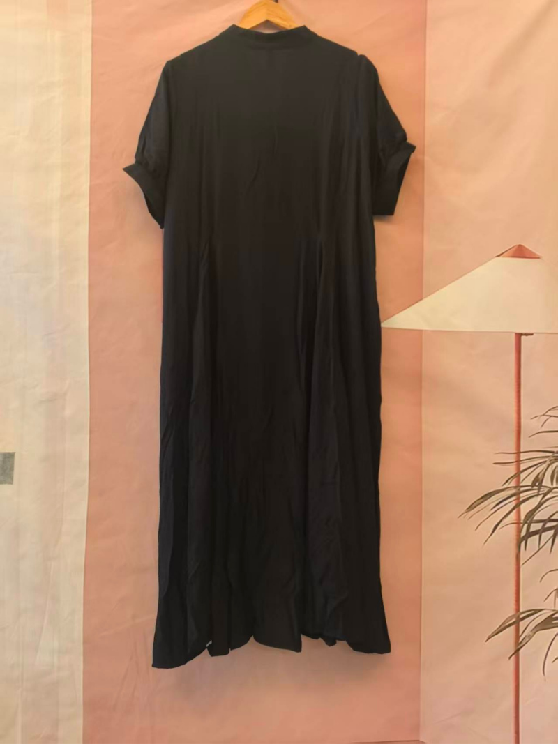 Women's Flower Embroidered Trumpet Sleeves A-Line Dress