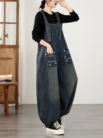 Easygoing Weekend Denim Overalls — Playful Embroidery, Forgiving Drape, All-Day Comfort