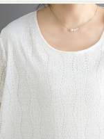 Lace-Scrolled A-Line Midi Dress with Pockets in Cotton Blend Elegance