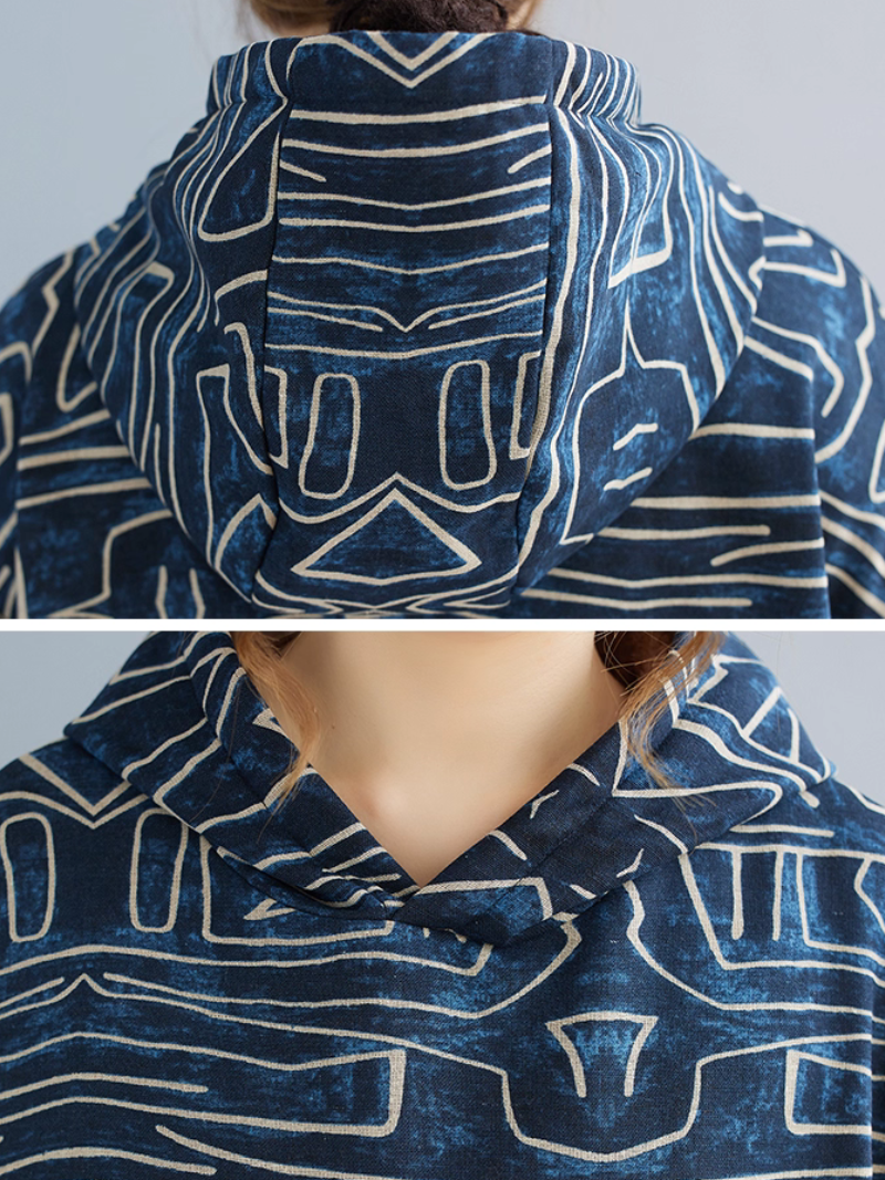 Artful Cotton Sweatshirt Dress with Cowl Neck and Plush Warmth