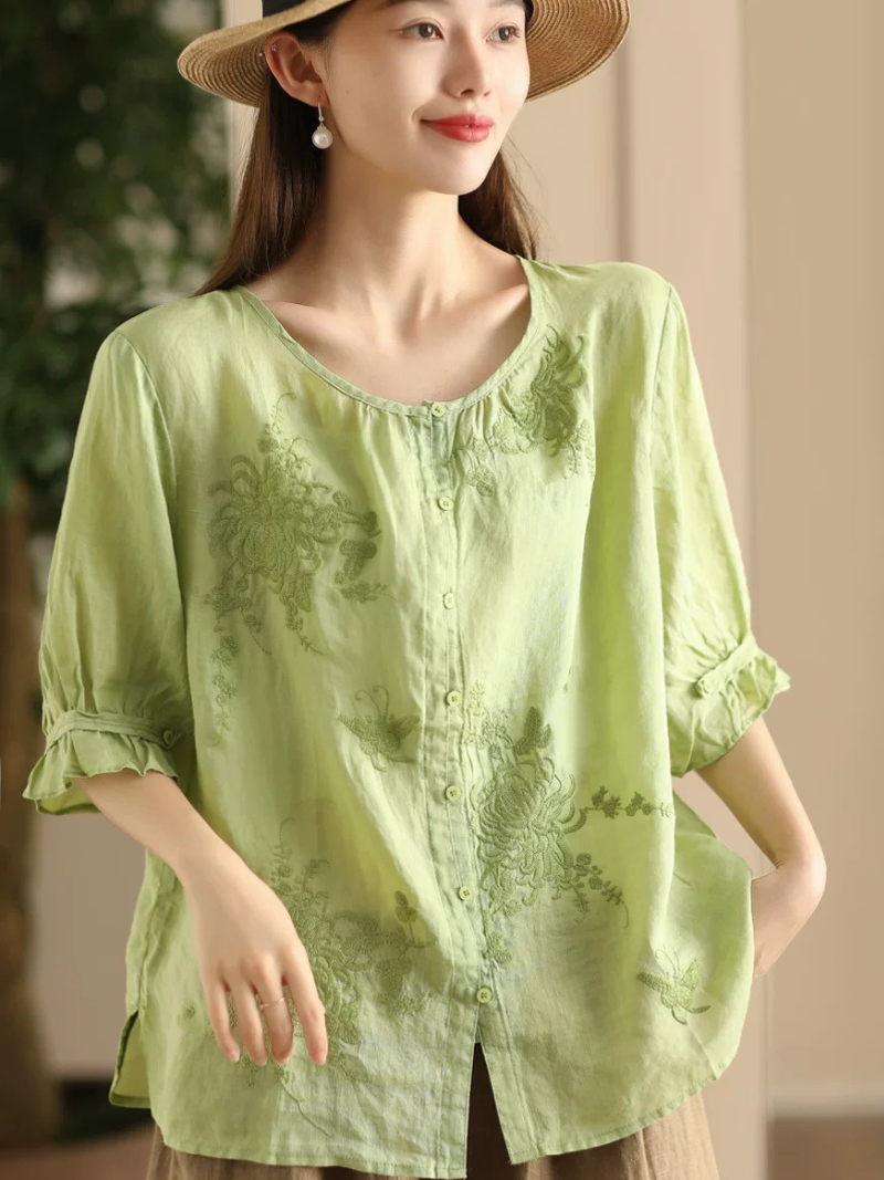 Women's Elegance and Charm Embroidered Lace Sleeve Tops