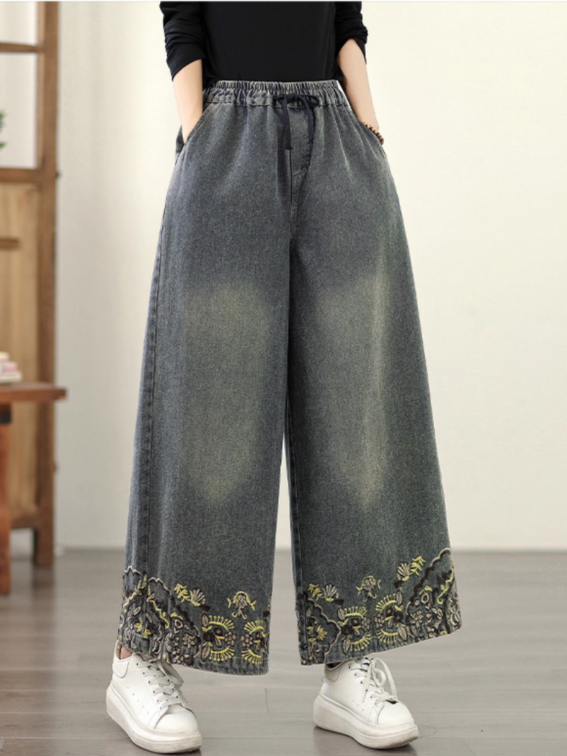 Women's Spring and Autumn Embroidered Printed Bottom