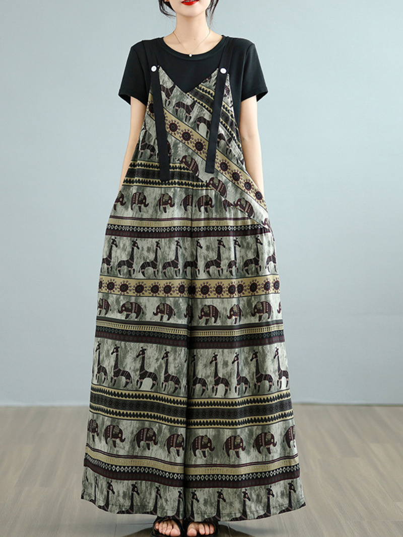 Trendy Printed Loose Overalls Jumpsuit for Women | Eva Trends