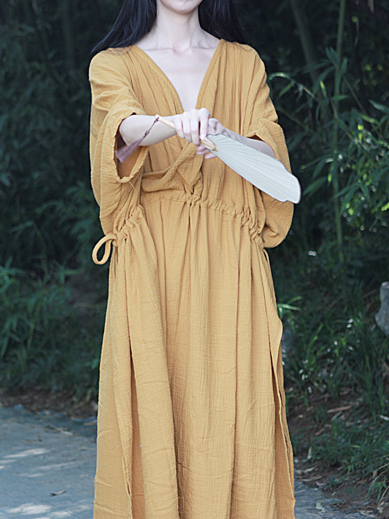Breezy Garden-Party Wrap Maxi — Double Gauze Cotton, Effortless and Flattering