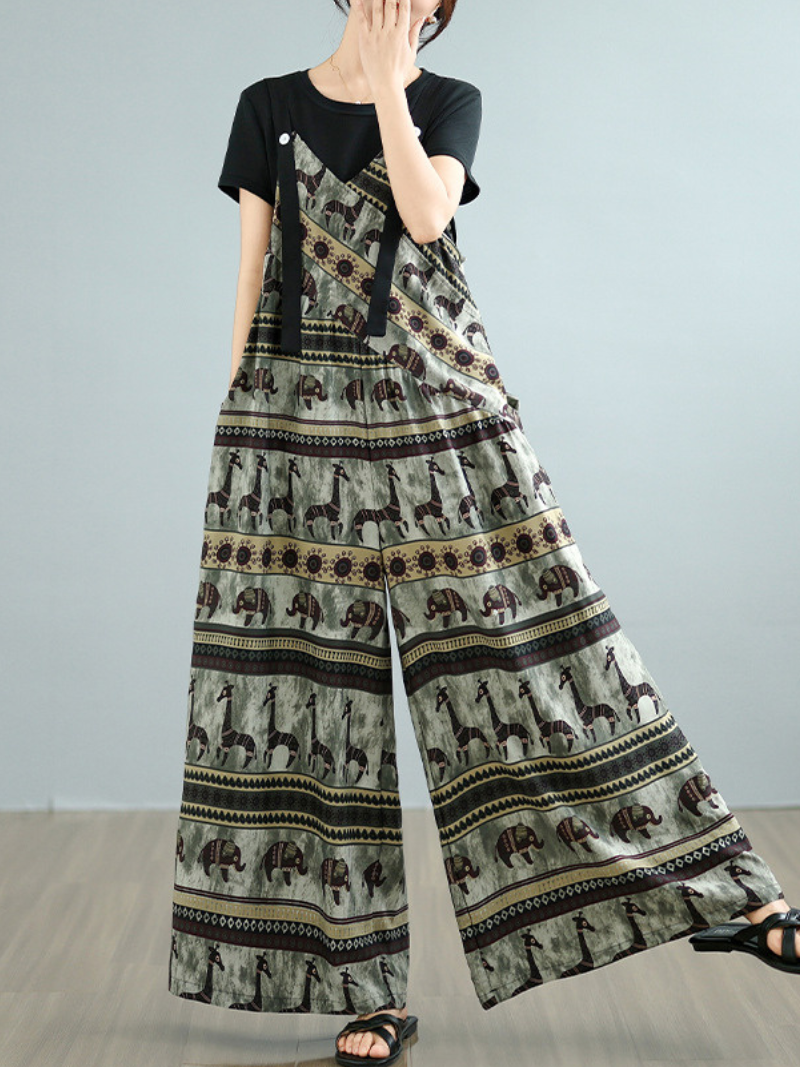 Trendy Printed Loose Overalls Jumpsuit for Women | Eva Trends