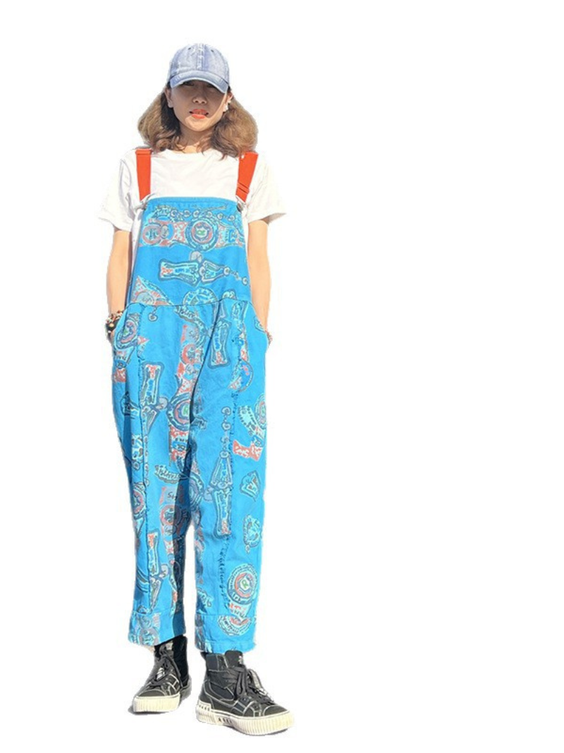 Women's  Blue Loose Dungaree 