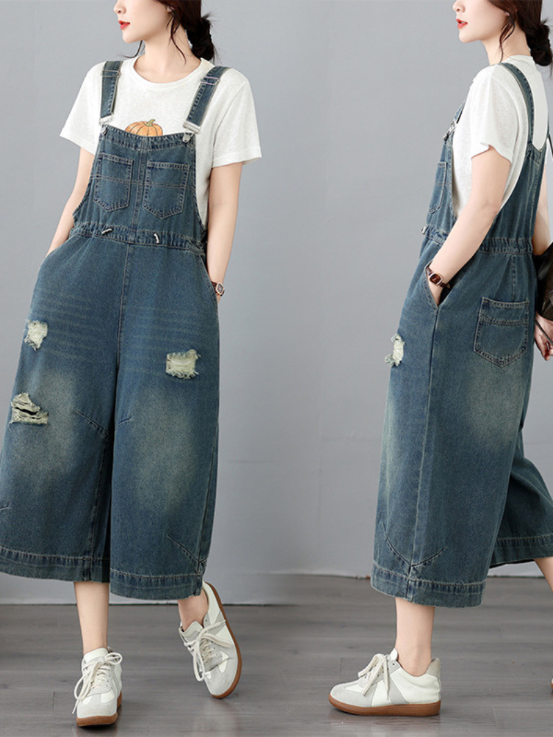 Confidence-Boosting Weekend Denim Overalls with Wide-Leg Crop and Effortless Fit