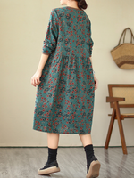 Floral midi smocked dress